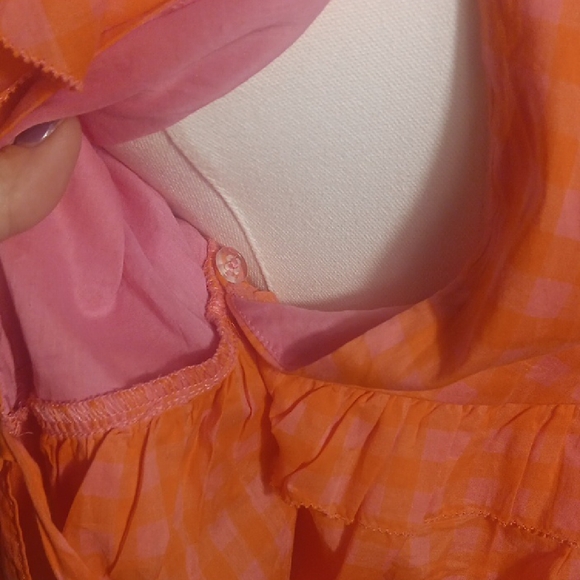 J. Crew Bright Pink Checkered Ruffle Blouse - Picture 9 of 16